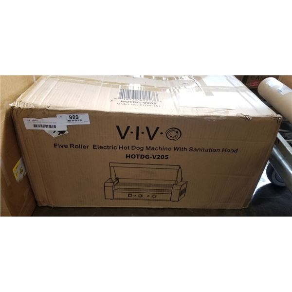VIVO FIVE ROLLER ELECTRIC HOT DOG MACHINE WITH SANITIZATION HOOD