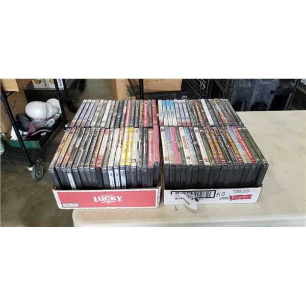 2 TRAYS OF DVDS