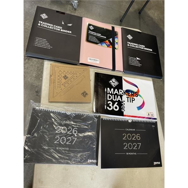 ZENO DUAL MARKER TIPS, ZENO TRADING CARD BINDERS, ZENO CARPENTER SQUARE, 2026-2027 18 MONTH CALENDAR