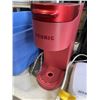Image 2 : PLASTIC TOTE WITH APPLIANCES INCLUDING KEURIG COFFEE MAKER, CHROME ELECTRIC WAFFLE IRON, TABLE FAN, 