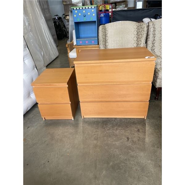 IKEA 3 DRAWER DRESSER AND MATCHING 2 DRAWER SIE TABLE