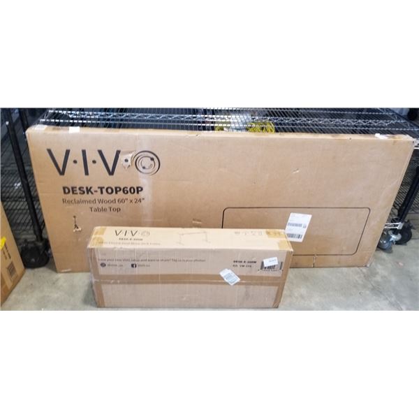 VIVO RECLAIMED WOOD 60" X 24" TABLE TOP AND VIVO WHITE ELECTRIC DUAL MOTOR DESK FRAME