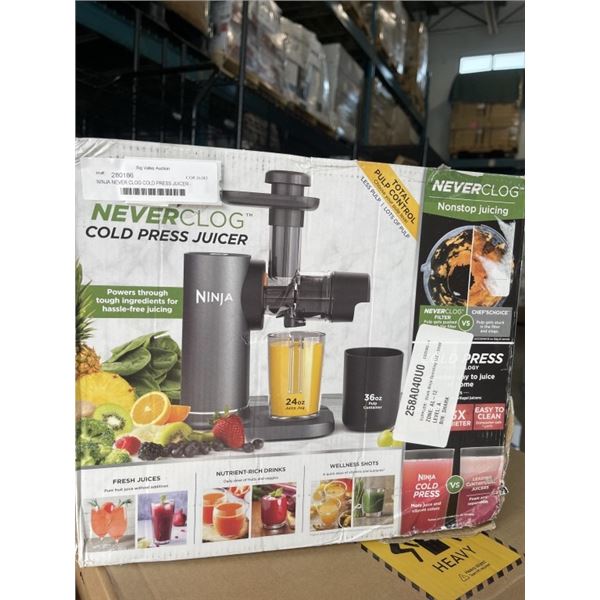 NINJA NEVER CLOG COLD PRESS JUICER - TESTED WORKING, RETAIL $189
