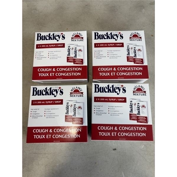 4 NEW 2PK BUCKLEY'S ORIGINAL MIXTURE COUGH AND CONGESTION SYRUP - 8 BOTTLES TOTAL, RETAIL $128