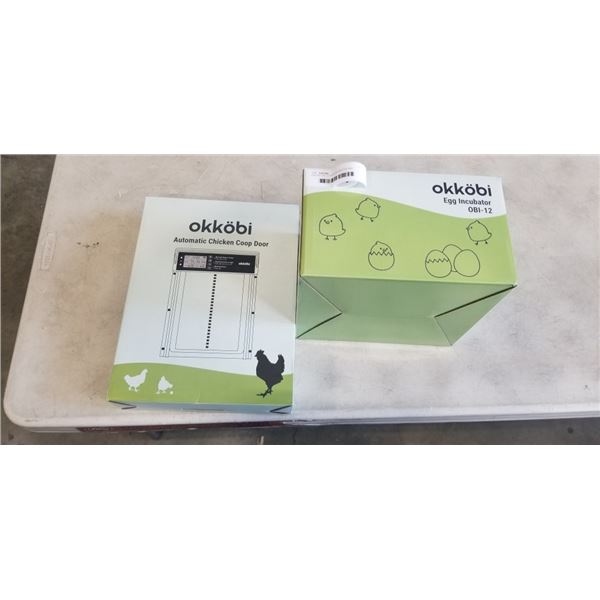 OKKOBI OBI-12 EGG INCUBATOR AND OKKOBI AUTOMATIC CHICKEN COOP DOOR