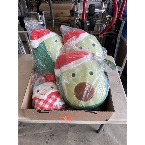 4 AUTHENTIC SQUISHMELLOWS. 3 12" AUSTIN THE AVOCADO AND 1 8" MY MELODY