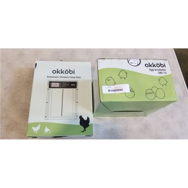 OKKOBI OBI-12 EGG INCUBATOR AND OKKOBI AUTOMATIC CHICKEN COOP DOOR