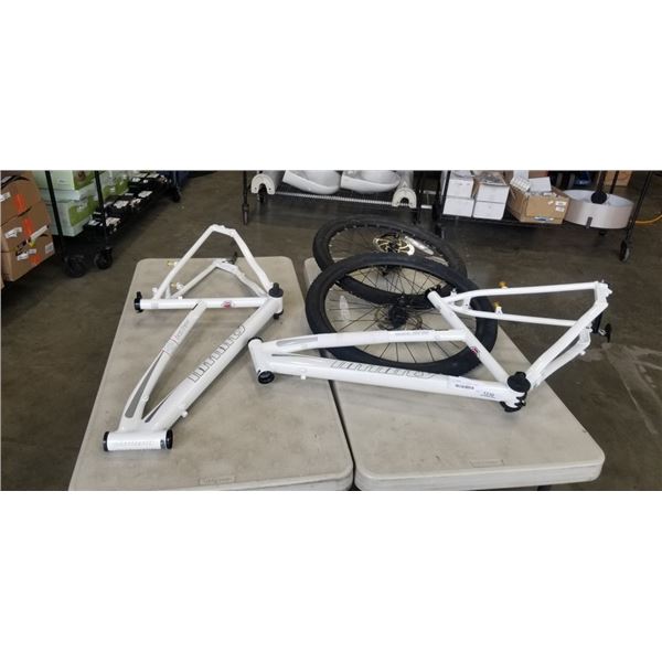 2 NEW INIFNITY BOSS THREE BIKE FRAMES AND SET OF WHEELS