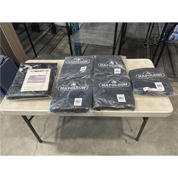 5 NEW NAPOLEON NEXUS BBQ COVERS AND 30 INCH VINLY COVER FOR FREESTANDING GRILL