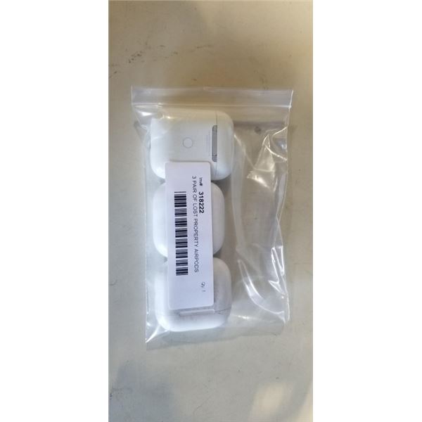 3 PAIR OF LOST PROPERTY AIRPODS UNKOWN CONDITION