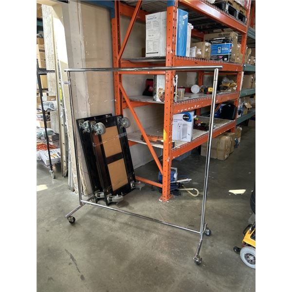 ROLLING CHROME COMMERCIAL CLOTHING RACK