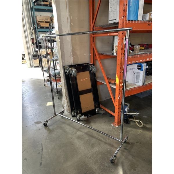 ROLLING CHROME COMMERCIAL CLOTHING RACK
