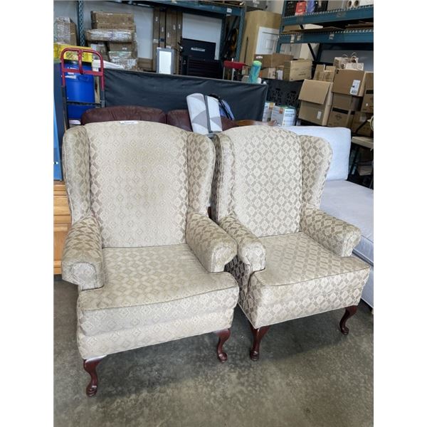 PAIR OF WINGBACK ARMCHAIRS
