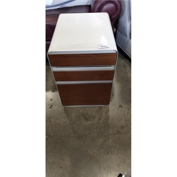 WOOD AND METAL 3 DRAWER NIGHT STAND
