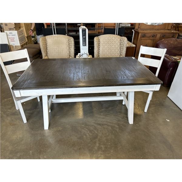 ASHLEY FURNITURE FARMHOUSE 2 TONE DIING TABLE WITH STORAGE DRAWERS AND 2 CHAIRS