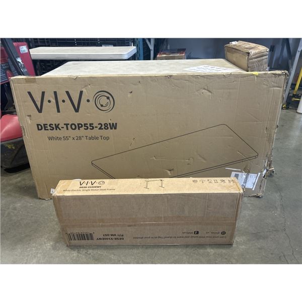 VIVO WHITE 55" X 28" TABLE TOP AND VIVO WHITE ELECTRIC SINGLE MOTOR DESK FRAME