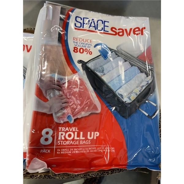 15 NEW PACKS OF 8 SPACE SAVER TRAVEL ROLL UP STORAGE BAGS