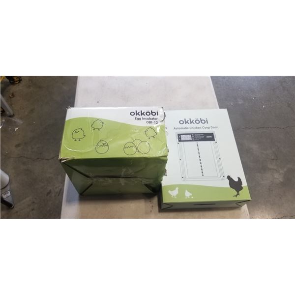 OKKOBI OBI-12 EGG INCUBATOR AND OKKOBI AUTOMATIC CHICKEN COOP DOOR