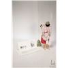 Image 1 : Anne Weetaluktuk hand made mother and child doll with craved green soapstone heads, 12" in height. I