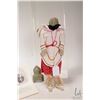 Image 2 : Anne Weetaluktuk hand made mother and child doll with craved green soapstone heads, 12" in height. I
