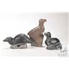 Image 1 : Three Inuit carved soapstone birds including 3 1/4", signed by artist Jose Pappy and numbered 1269 p