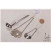 Image 1 : Selection of small antique/ vintage sterling items including bottle tags and small condiment ladle