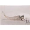 Image 1 : Antique Victorian horn shaped cut glass perfume bottle with original glass stopper and sterling silv