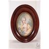 Image 1 : Antique oval framed miniature portrait on a French aristocratic lady, on vellum or ivory, marked on 
