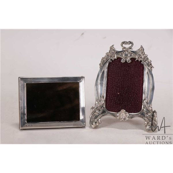 Two antique sterling silver pictures frames including Edwardian 5 1/2" X 3 3/4" and a square 3" X 3 