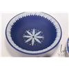 Image 4 : Three pieces of antique Jasperware including Etrusia plate with brass bird motif galley 7" in diamet