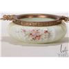 Image 2 : Two pieces of antique Wave Crest painted glass including trinket bowl with brass double handled gall