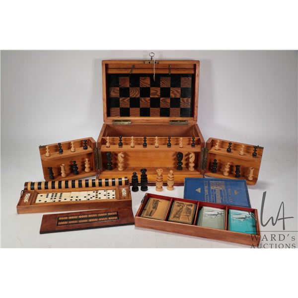 Antique F.H. Ayres Compendium of Games including chess, checkers, backgammon, draughts, dominos, car