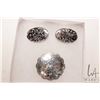 Image 1 : Birks chased sterling silver brooch and a pair of chased sterling silver screw back earring