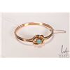 Image 1 : Antique Victorian 9ct yellow gold, love knot design hinged bracelet set with cabochon turquoise ston