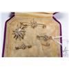 Image 1 : Selection of antique seed pearl jewellery including three fleur-de-lis pines and a sunburst pendant,