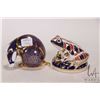 Image 1 : Two Royal Crown Derby Imari gold button paperweights including a badger and crab