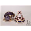 Image 2 : Two Royal Crown Derby Imari gold button paperweights including a badger and crab