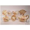 Image 1 : Antique Royal Worcester hand-painted tea service including teapot, cream and lidded sugar, marked 11