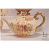 Image 2 : Antique Royal Worcester hand-painted tea service including teapot, cream and lidded sugar, marked 11