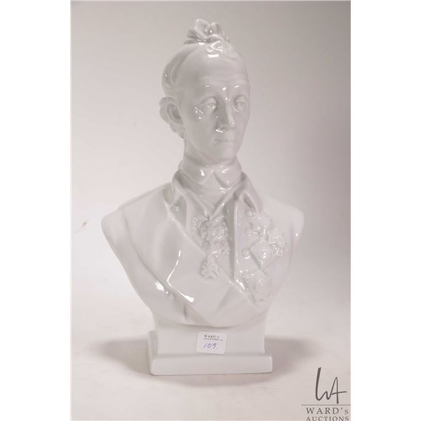 General Alexander Suvorov, white porcelain bust, after a model by Ilya Yakvleich Ginsburg (1859-1939