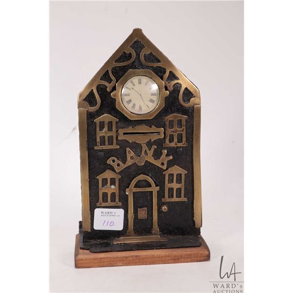 Antique Victorian cast money bank, 7 3/4" in height