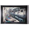 Image 2 : Guan Hang Chen, framed acrylic on canvas impressionist painting of a Chinese water village with cana