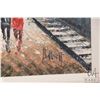 Image 3 : Artist signed acrylic on board painting of a dock side view of Saint-Martin canal, Paris, 16 1/2" X 