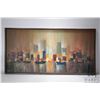 Image 2 : Artist signed, MCM oil on canvas abstract vertical cityscape, 23" X 48"