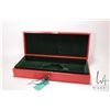 Image 1 : Vintage leather document/ medallion box with gold embossed decoration, 24" L X 4 1/2" X 9 1/2"