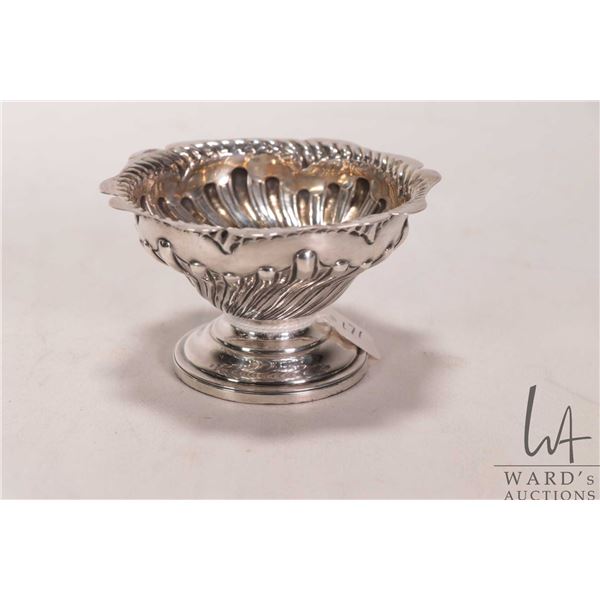 Antique English repousse sweet meat dish, marked London 1881, 3 3/4" in height