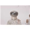 Image 2 : Three antique repousse silver topped perfumes including large cut glass with original crystal stoppe