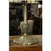 Image 4 : Vintage bronze lamp base with pyramid style floral motif shade, 21" in height