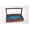 Image 2 : Antique rosewood vitrine with bevelled glass top and original key, 3" H X 11" L X 5" W