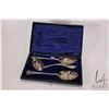 Image 1 : Boxed set of possibly Georgian sterling silver berry spoons including sifter, each with early Englis